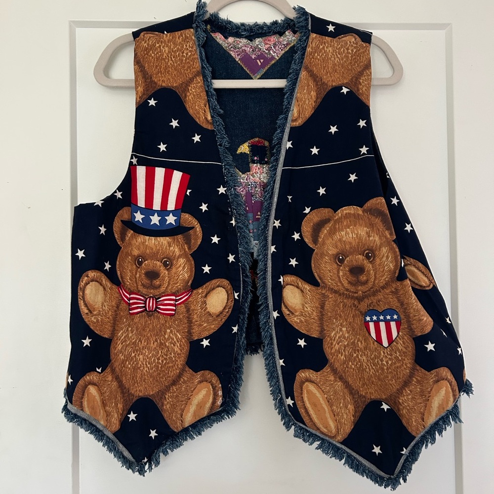 Denim Vest with Patchwork Eagle - image 5